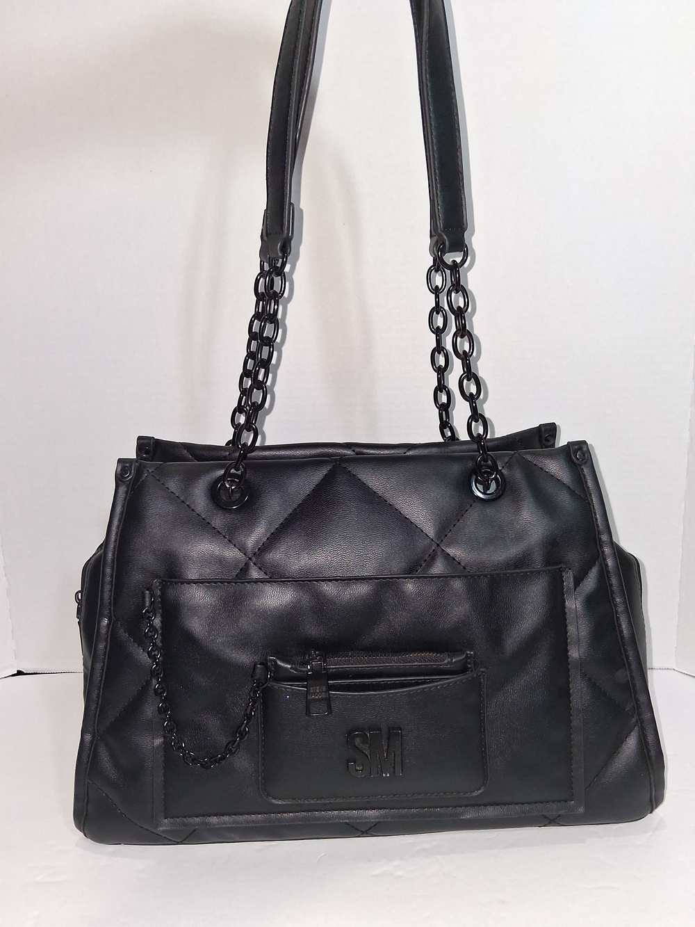 Steve Madden Black Quilted Shoulder Bag with Chain Straps